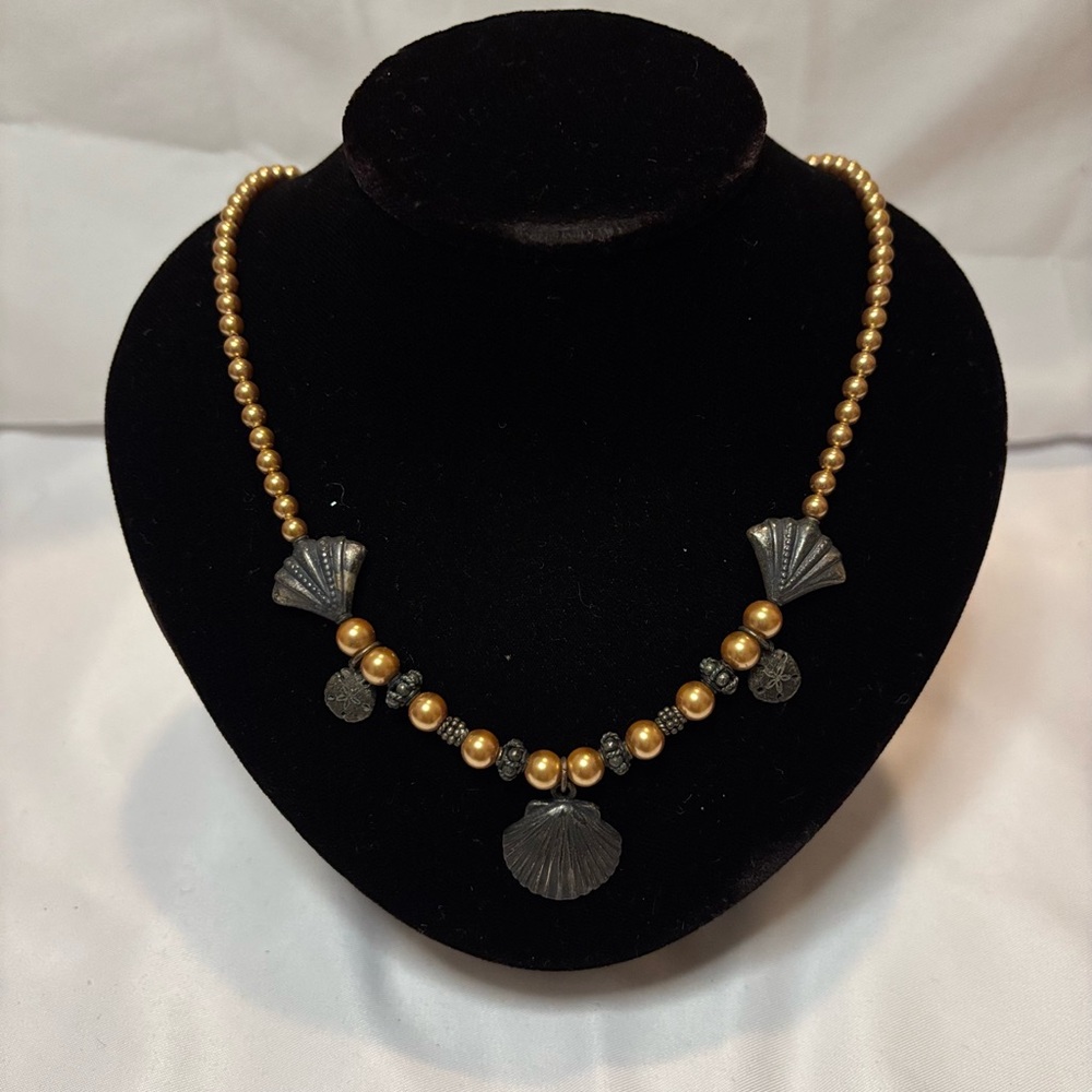 Gold and Black Shell Necklace